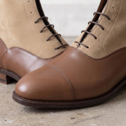 Men's Brown and Tan Cap-Toe Leather Lace-Up Boots — Beeton