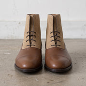 Men's Brown and Tan Cap-Toe Leather Lace-Up Boots — Beeton