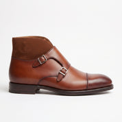 Men's Brown and Tan Cap-Toe Leather Double Monk Strap Chukka Boots — Atherby