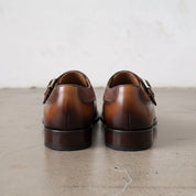 Men's Brown and Tan Double Monk Strap Leather Monks — Farrant — Farrant