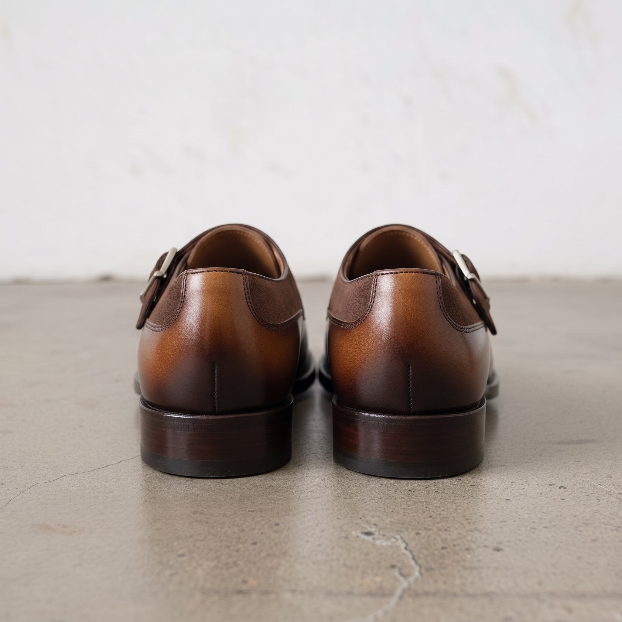 Men's Brown and Tan Double Monk Strap Leather Monks — Farrant — Farrant