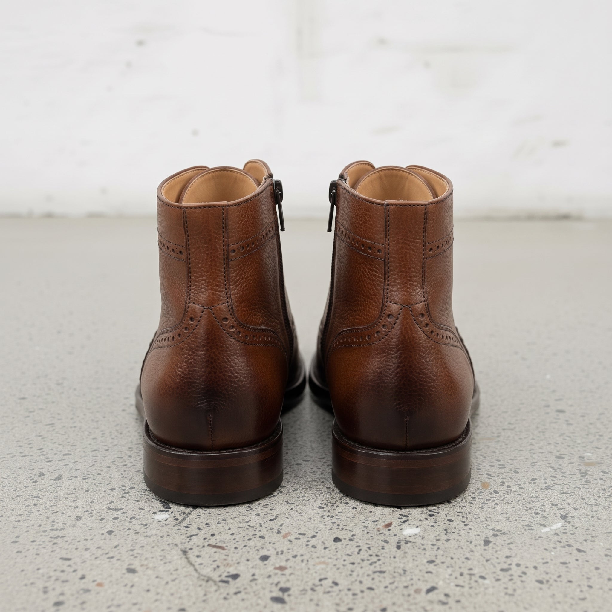 Men's Brown and Tan Wingtip Leather Oxford Boots — Bulmer