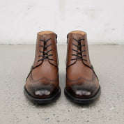 Men's Brown and Tan Wingtip Leather Oxford Boots — Bulmer