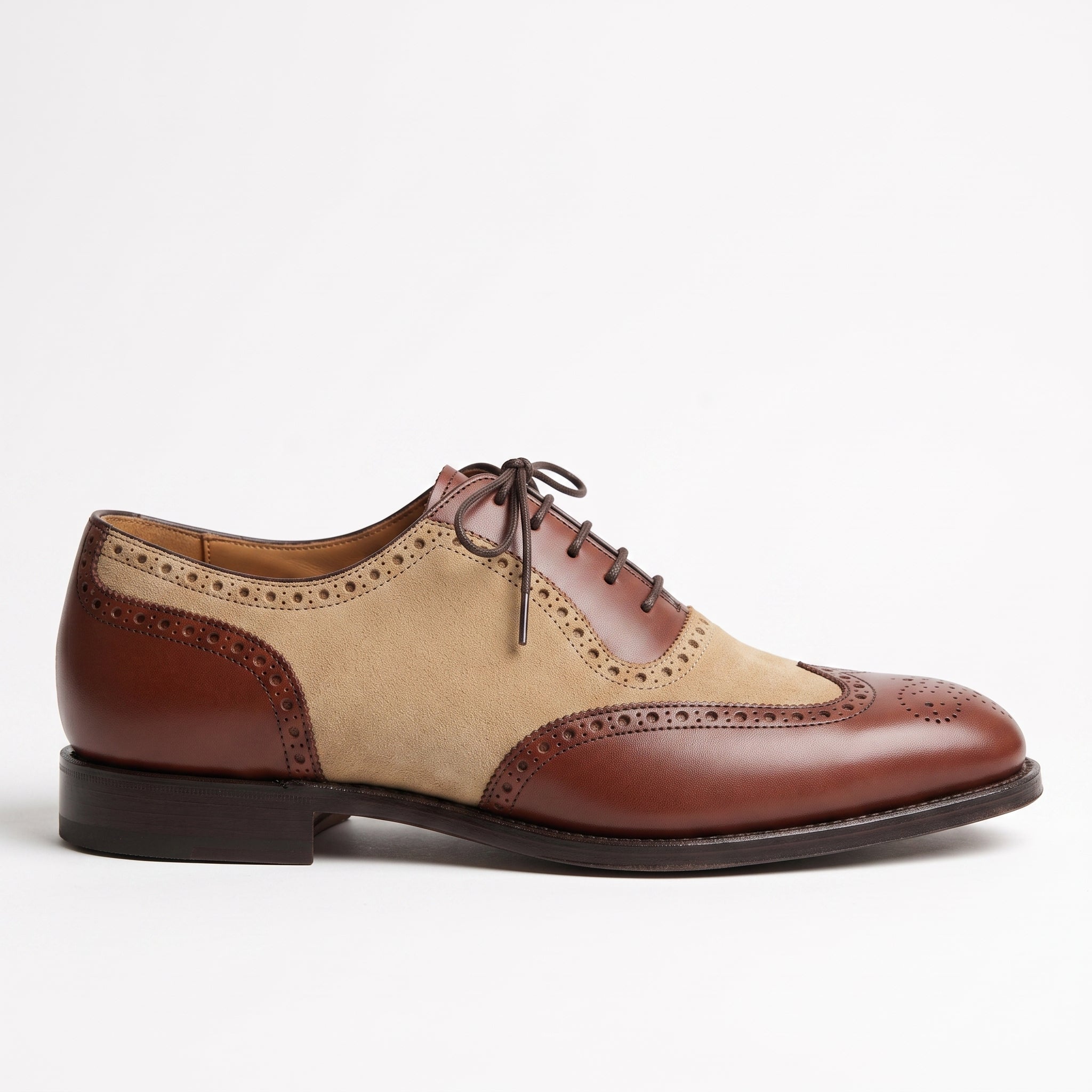 Men's Brown and Tan Wingtip Two-Tone Leather Spectator Oxfords — Bedale — Bedale