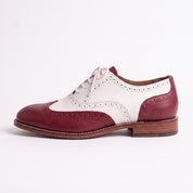 Men's Burgundy and White Wingtip Leather Spectator Oxfords — Stanley — Stanley