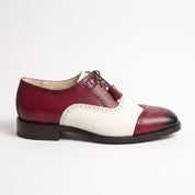 Men's Burgundy and White Wingtip Leather Spectator Oxfords — Wedgwood