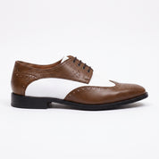 Men's Brown and White Spectator Wingtip Leather Derby Shoes — Rugeley