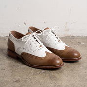 Men's Brown and White Two-Tone Wingtip Leather Spectator Oxfords — Stanley