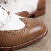 Men's Brown and White Two-Tone Wingtip Leather Spectator Oxfords — Stanley