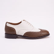 Men's Brown and White Wingtip Leather Oxfords — Bayford