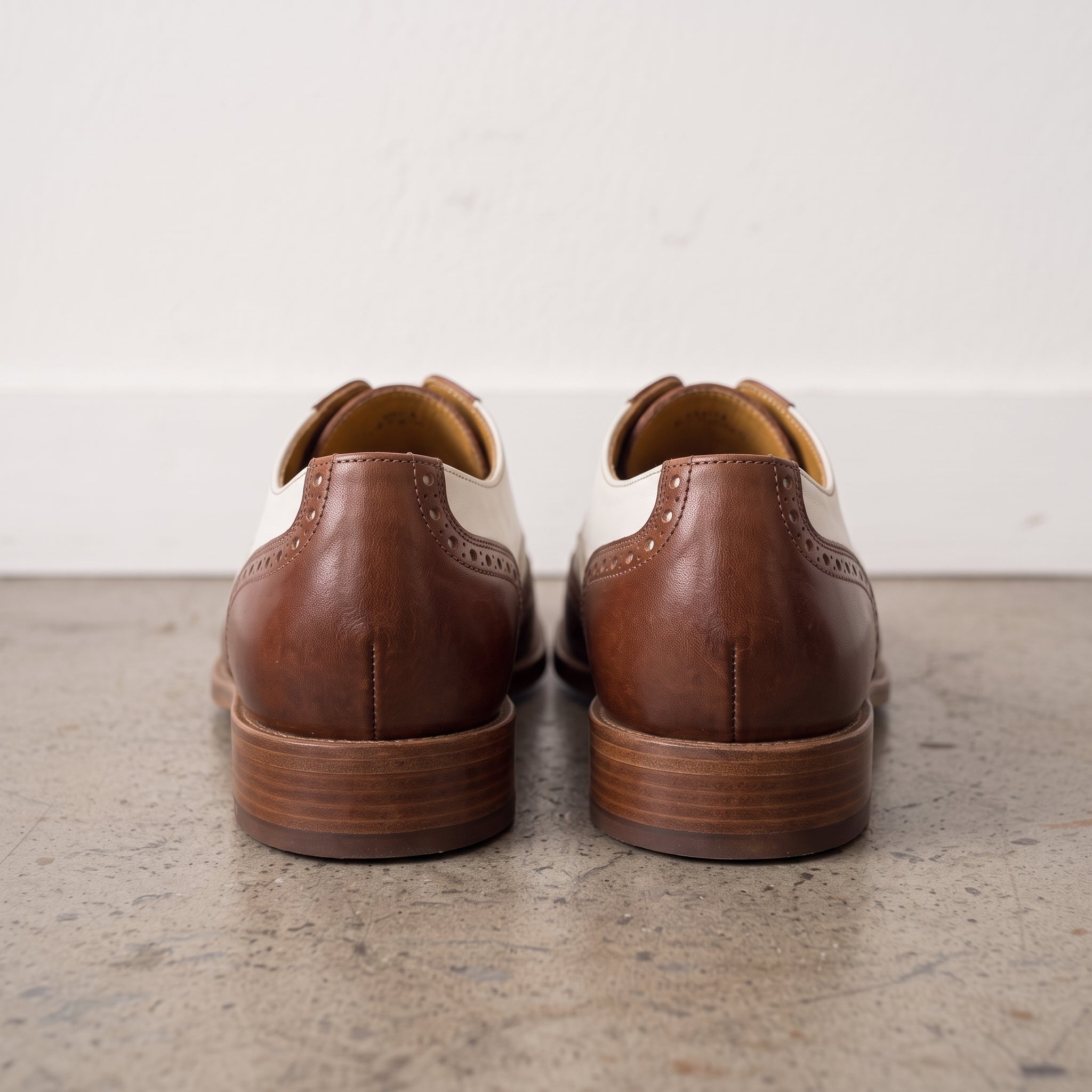 Men's Brown and White Wingtip Leather Oxfords — Bodley