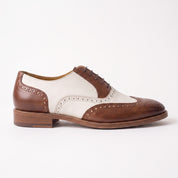 Men's Brown and White Wingtip Leather Oxfords — Bodley