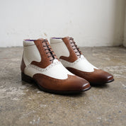 Men's Brown and White Wingtip Leather Spectator Oxfords — Scott — Scott