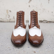 Men's Brown and White Wingtip Leather Spectator Oxfords — Scott — Scott