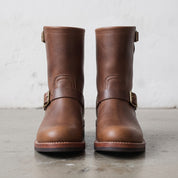 Men's Antique Brown Plain-Toe Leather Biker Boots — Bolton