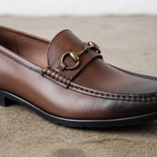 Men's Brown Apron-Toe Leather Bit Loafers — Austwick