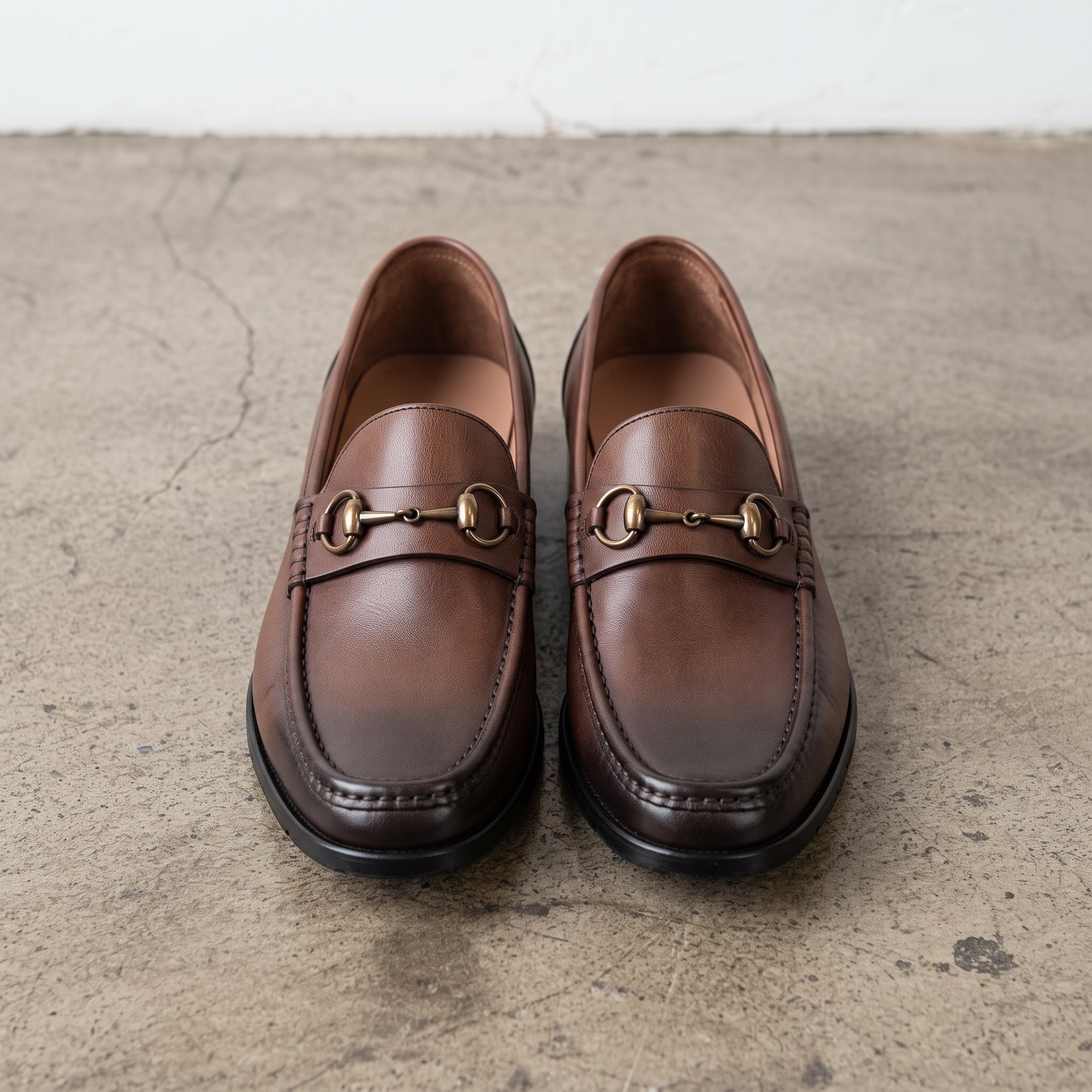 Men's Brown Apron-Toe Leather Bit Loafers — Austwick
