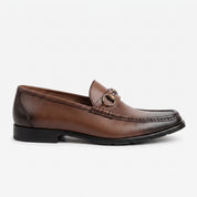 Men's Brown Apron-Toe Leather Bit Loafers — Austwick