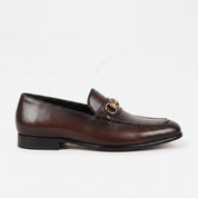 Men's Brown Apron-Toe Leather Bit Loafers — Bateson