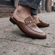 Men's Brown Apron-Toe Leather Bit Loafers — Gladstone
