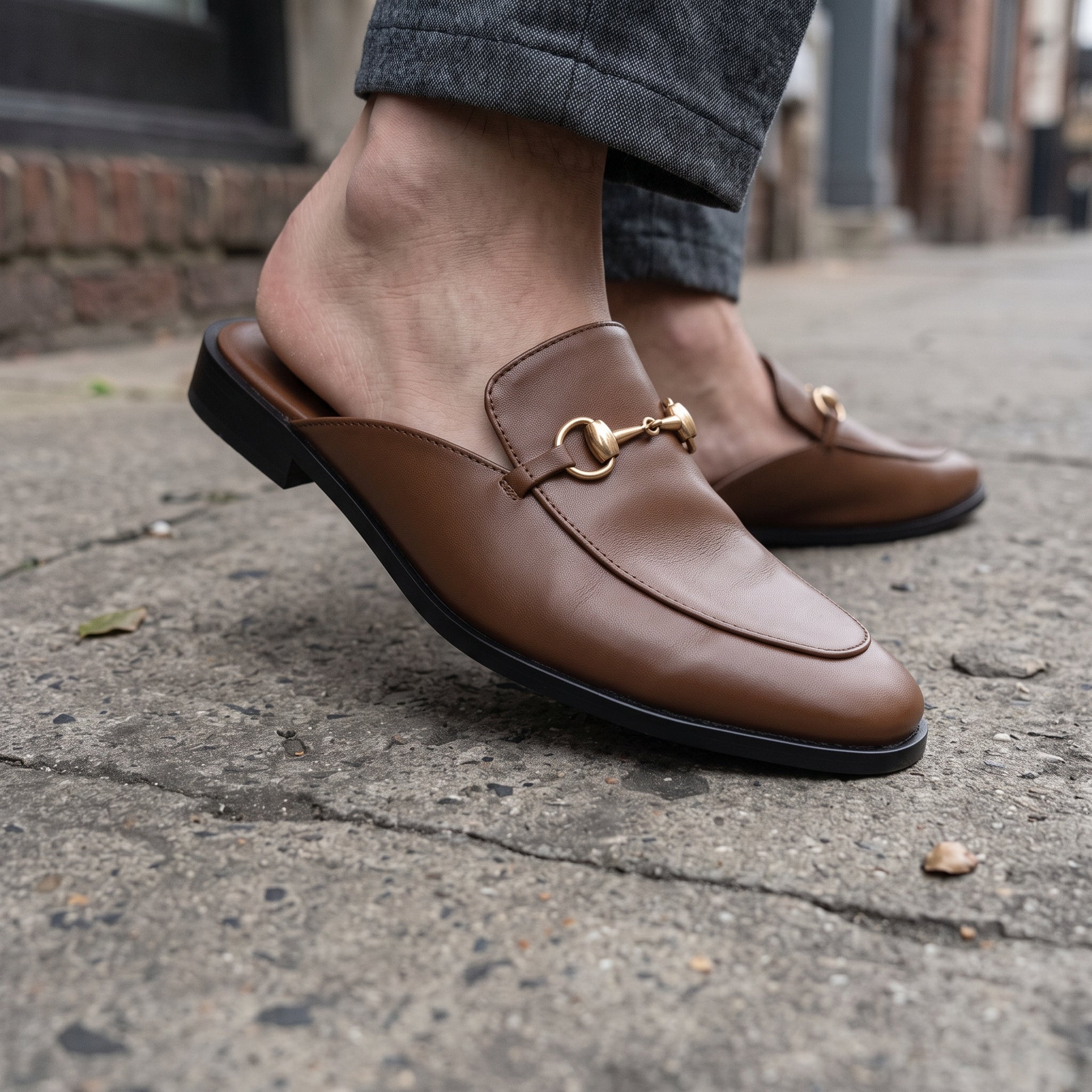 Men's Brown Apron-Toe Leather Bit Loafers — Gladstone