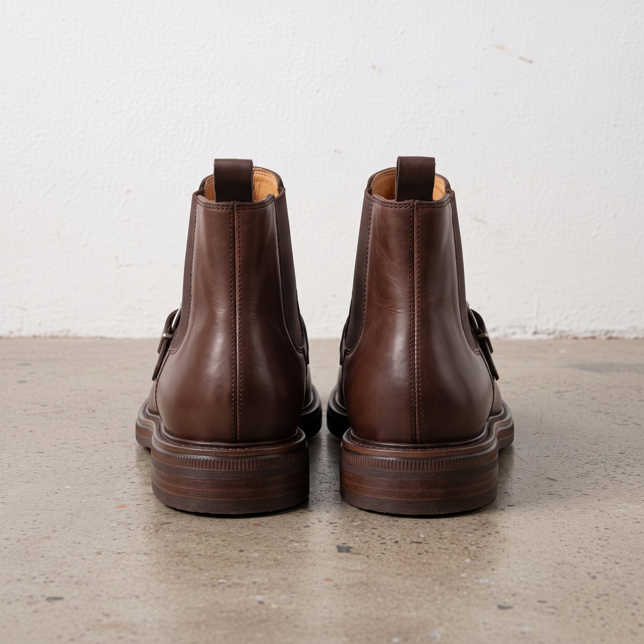 Men's Brown Apron-Toe Leather Chelsea Boots — Pashley