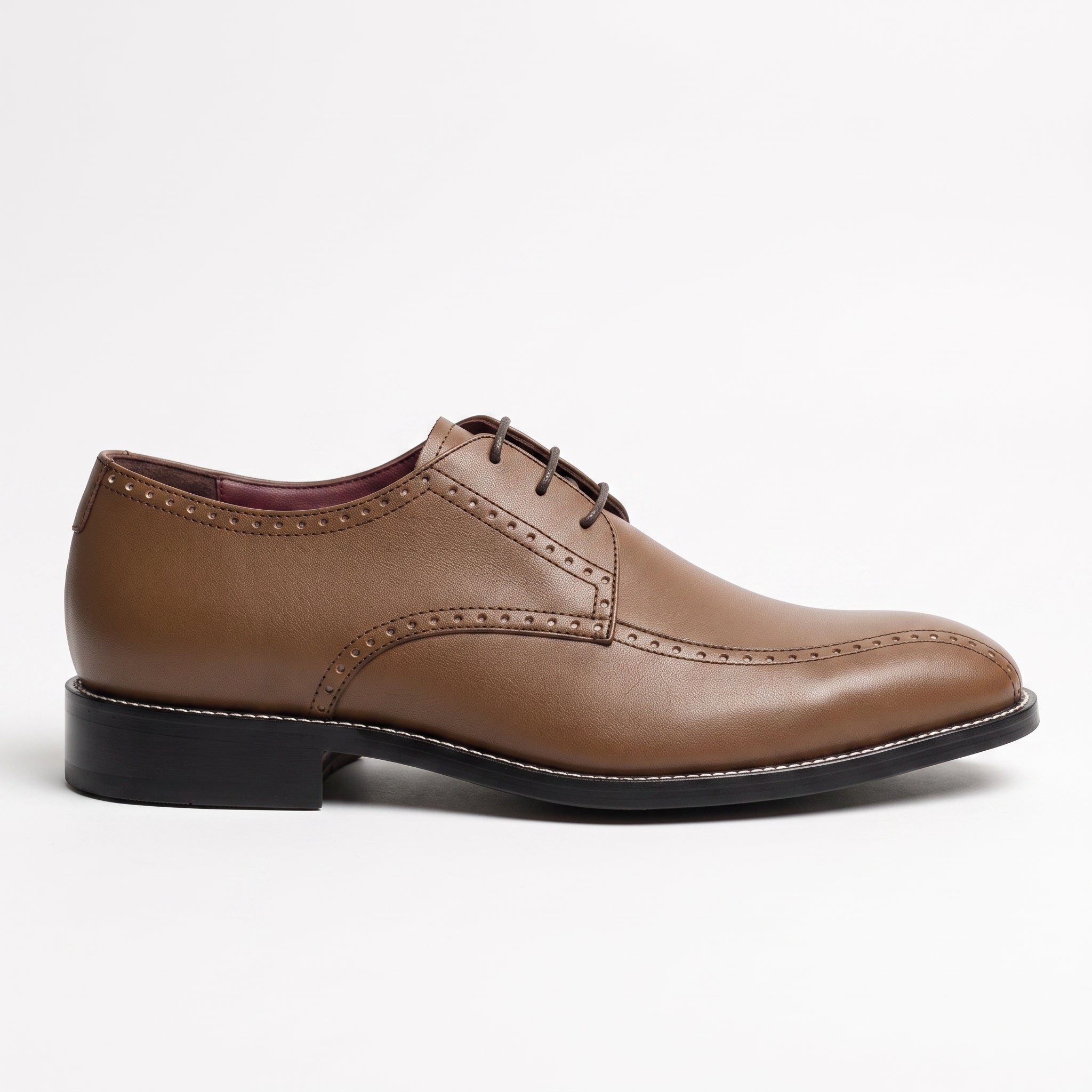 Men's Brown Apron-Toe Leather Derby Shoes — Falkirk