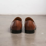 Men's Brown Apron-Toe Leather Loafers — Skelton