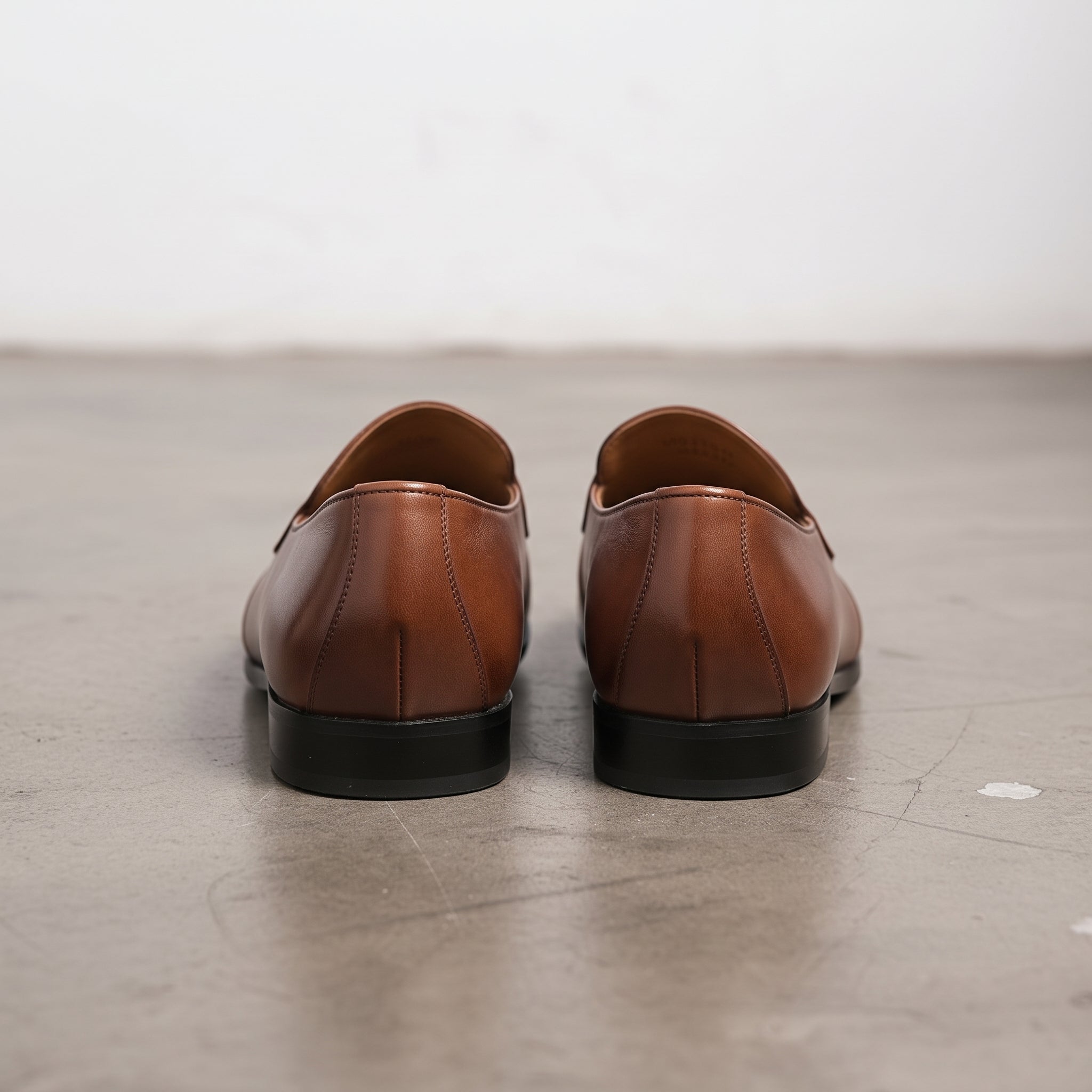 Men's Brown Apron-Toe Leather Loafers — Skelton