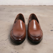 Men's Brown Apron-Toe Leather Loafers — Skelton