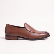 Men's Brown Apron-Toe Leather Loafers — Skelton