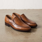 Men's Brown Apron-Toe Leather Loafers — Hargreaves