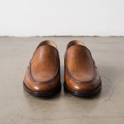 Men's Brown Apron-Toe Leather Loafers — Hargreaves