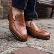 Men's Brown Apron-Toe Leather Moccasins — Willoughby