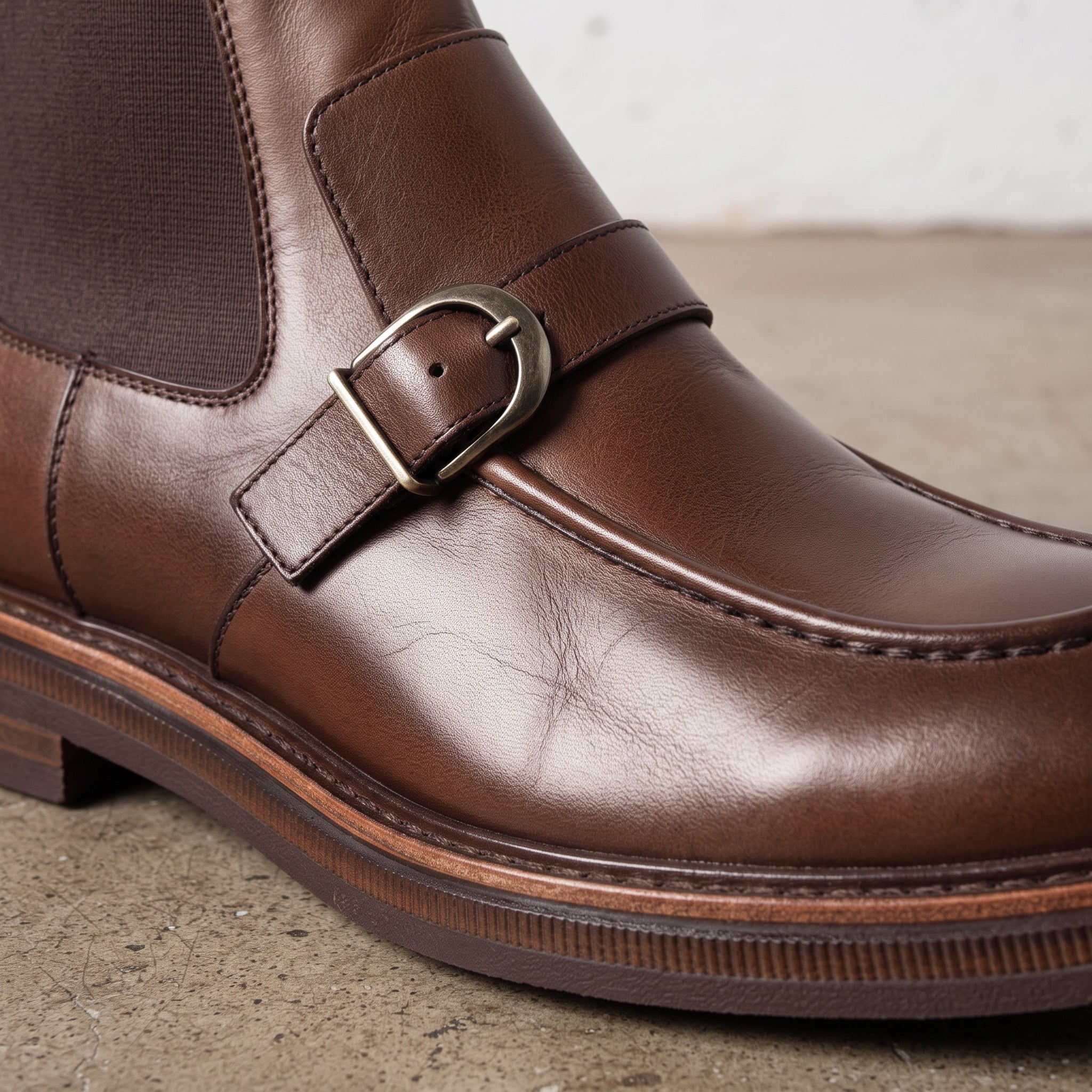 Men's Brown Apron-Toe Leather Chelsea Boots — Pashley