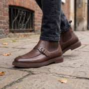 Men's Brown Apron-Toe Leather Chelsea Boots — Pashley