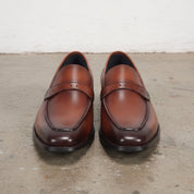 Men's Brown Apron-Toe Leather Penny Loafers — Ashbrook