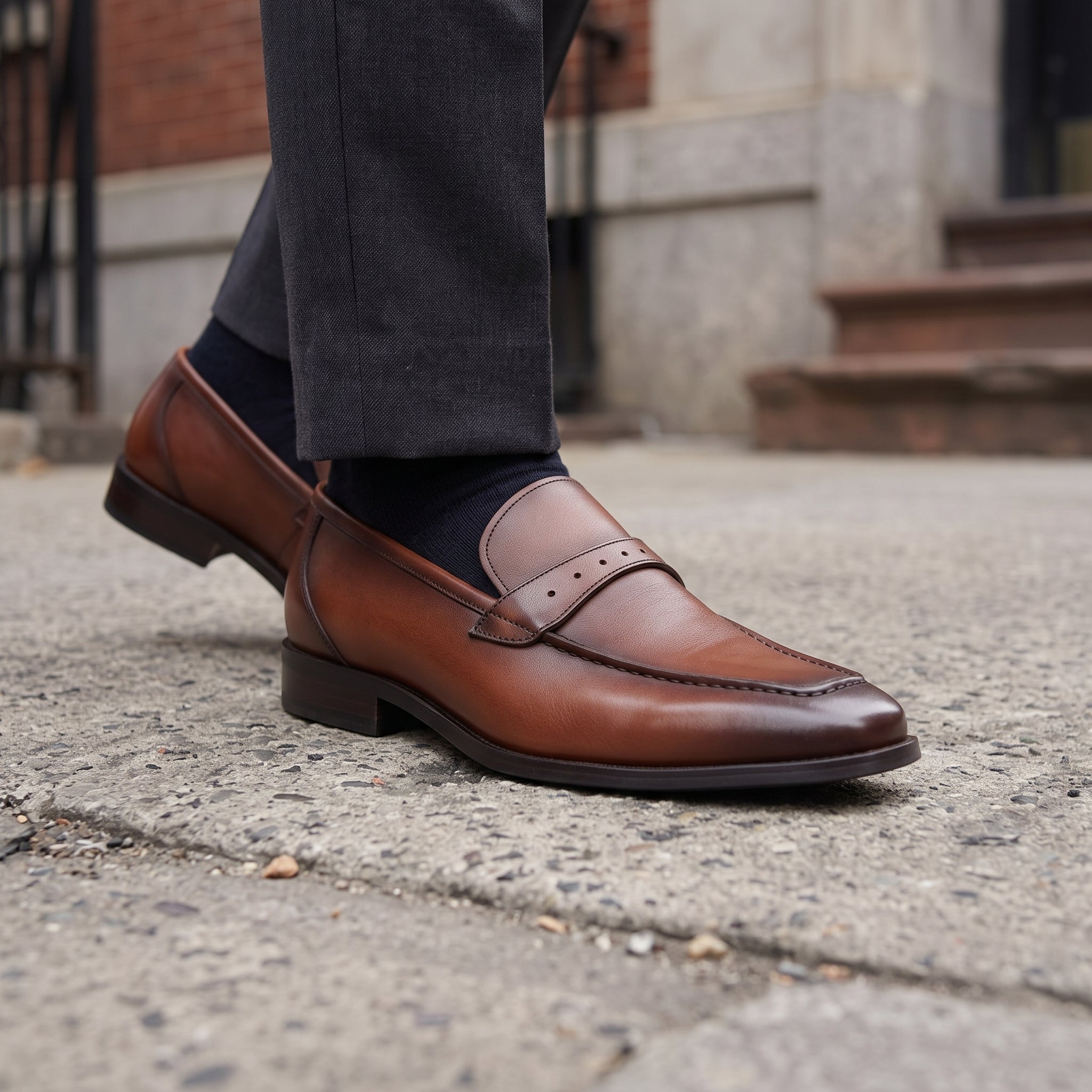 mens brown loafer dress shoes Handmade Men's Cow Leather Classic Afterpay Sale 2026 Fishnet Black Dress | Size:JP-10 Perfect for formal occasions