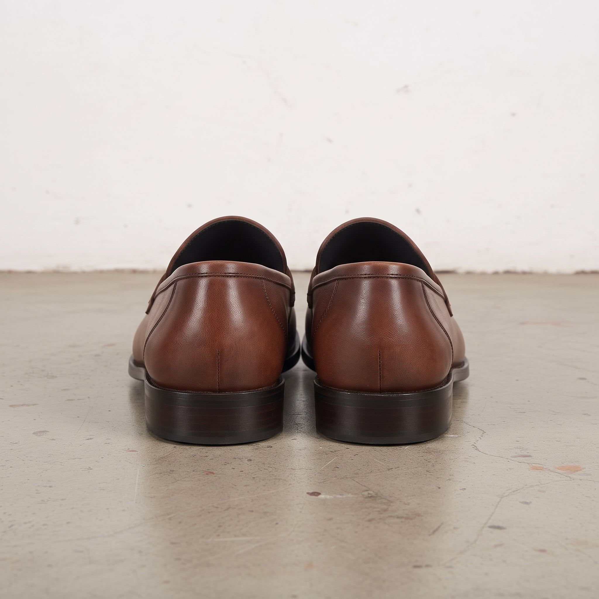 Men's Brown Apron-Toe Leather Penny Loafers — Ashbrook