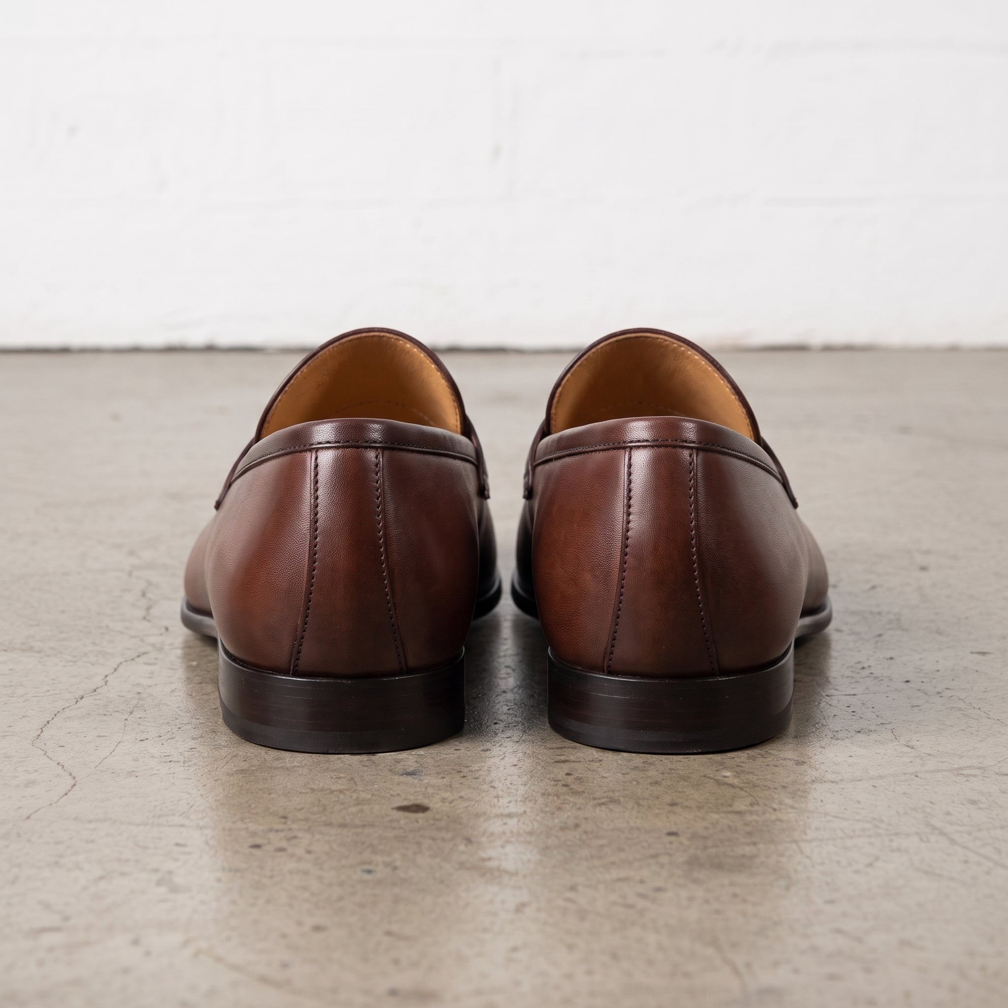 Men's Brown Apron-Toe Leather Penny Loafers — Bradley