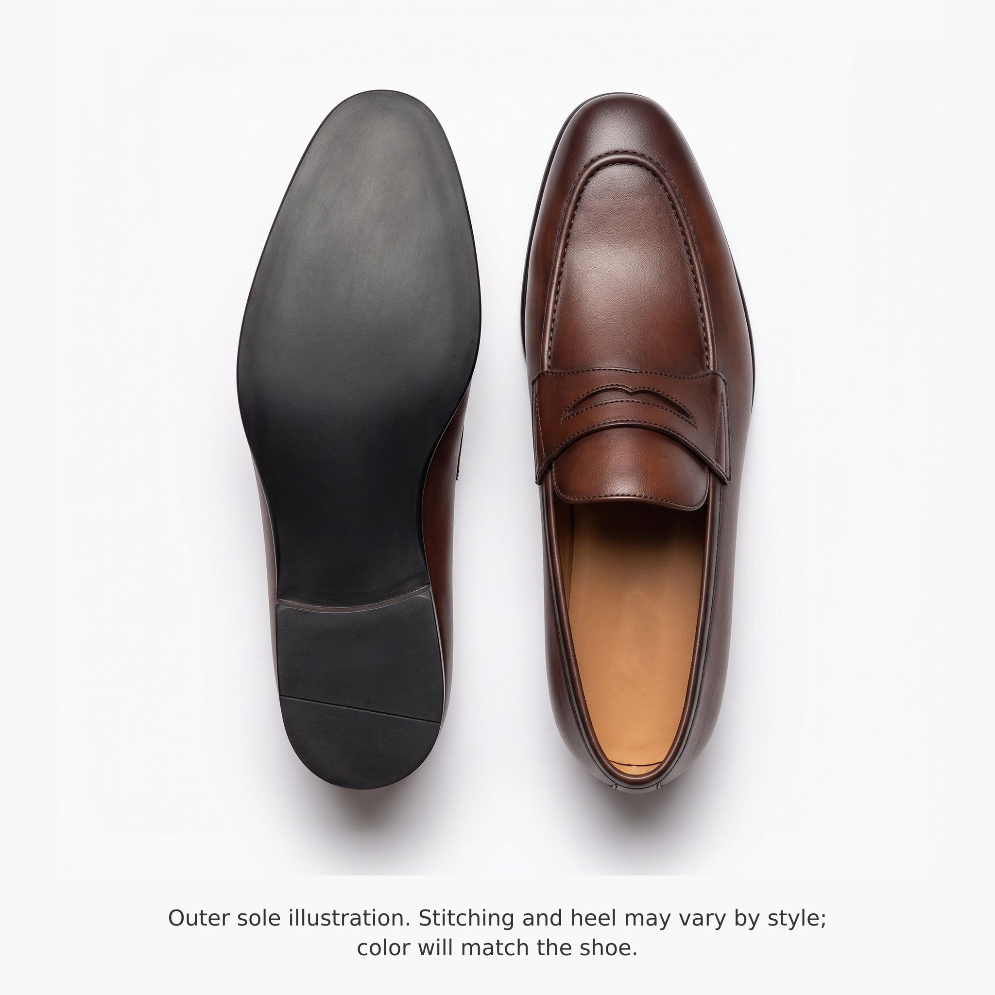Men's Brown Apron-Toe Leather Penny Loafers — Bradley