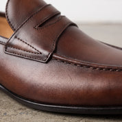 Men's Brown Apron-Toe Leather Penny Loafers — Bradley