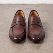 Men's Brown Apron-Toe Leather Penny Loafers — Bradley
