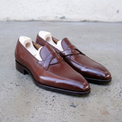 Men's Brown Apron-Toe Leather Penny Loafers — Brigham
