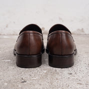 Men's Brown Apron-Toe Leather Penny Loafers — Cornell