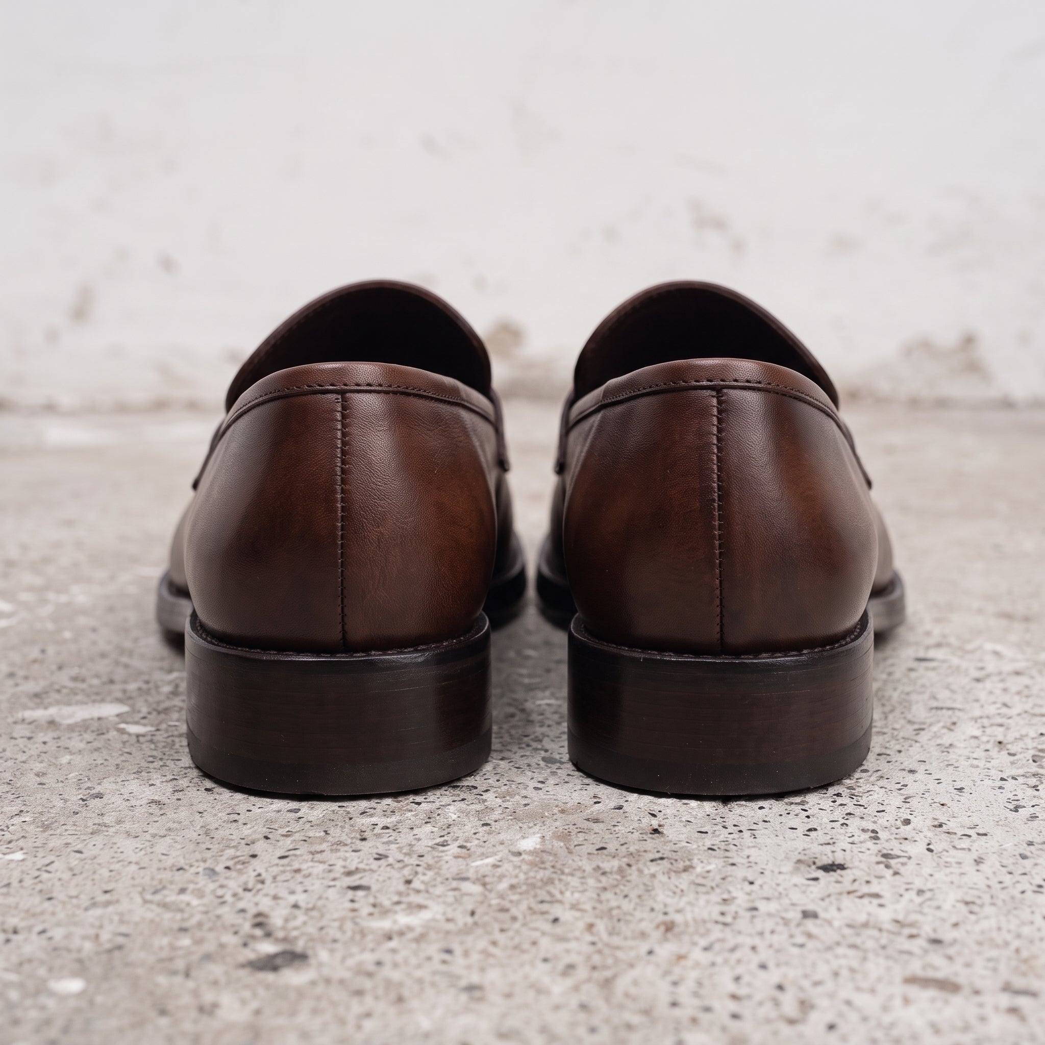 Men's Brown Apron-Toe Leather Penny Loafers — Cornell