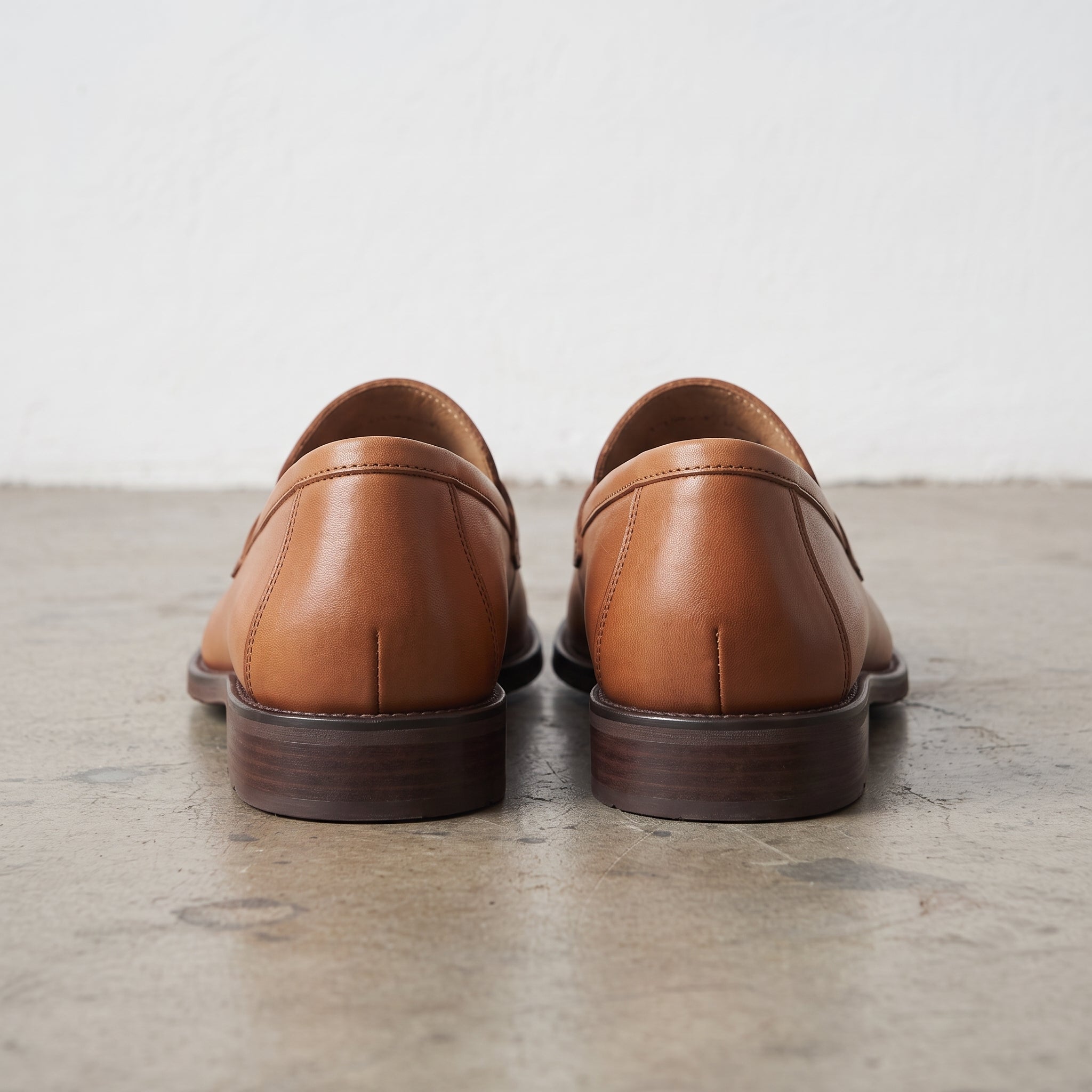 Men's Brown Apron-Toe Leather Penny Loafers — Elsley