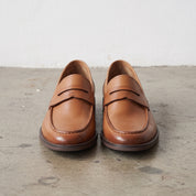 Men's Brown Apron-Toe Leather Penny Loafers — Elsley