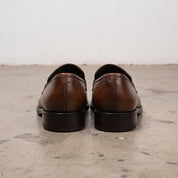 Men's Brown Apron-Toe Leather Penny Loafers — Hilsdon