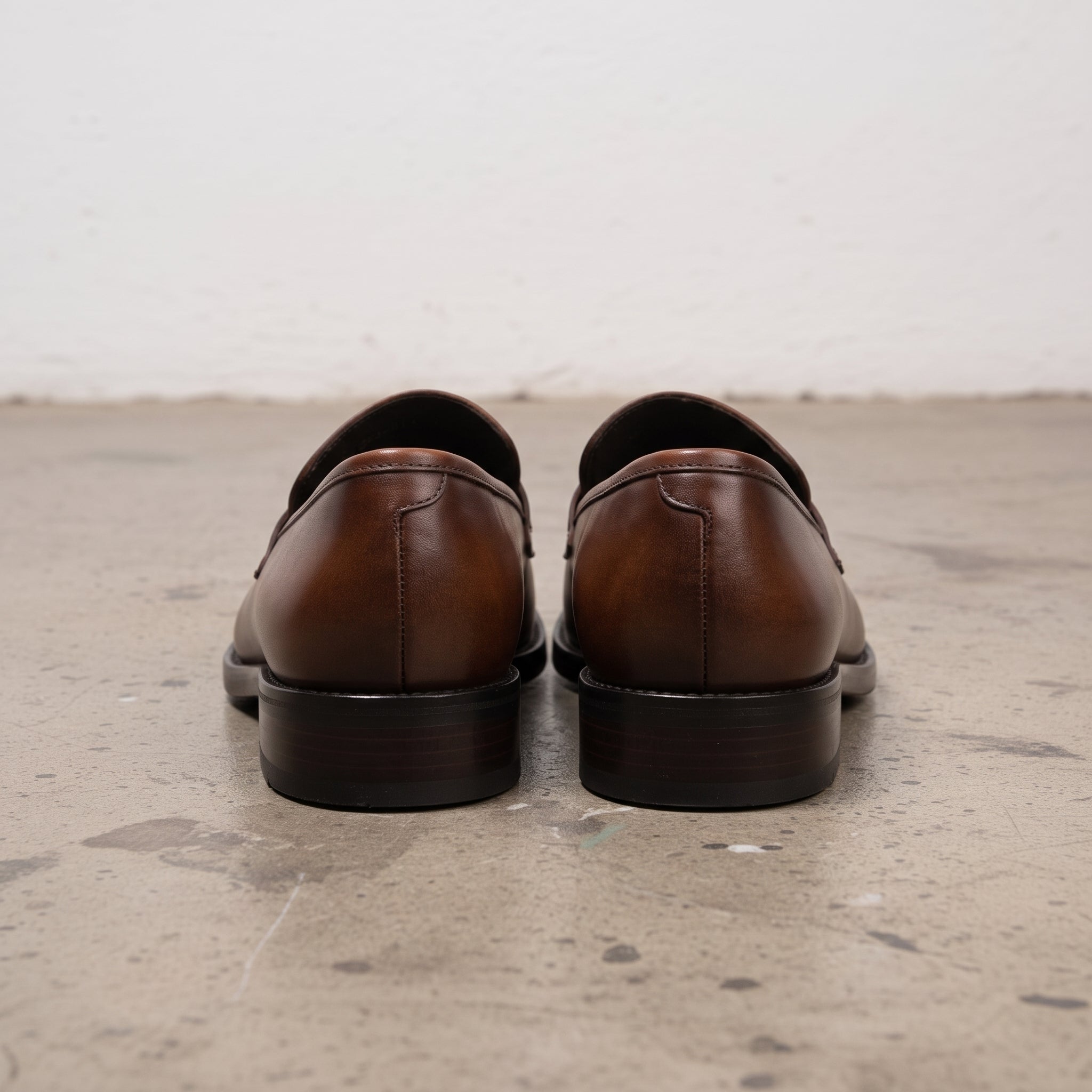 Men's Brown Apron-Toe Leather Penny Loafers — Hilsdon